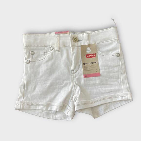 NWT Levi’s Kids 4 Reg Shorty Short White Comfortable, Durable Denim, Summer - Picture 1 of 3